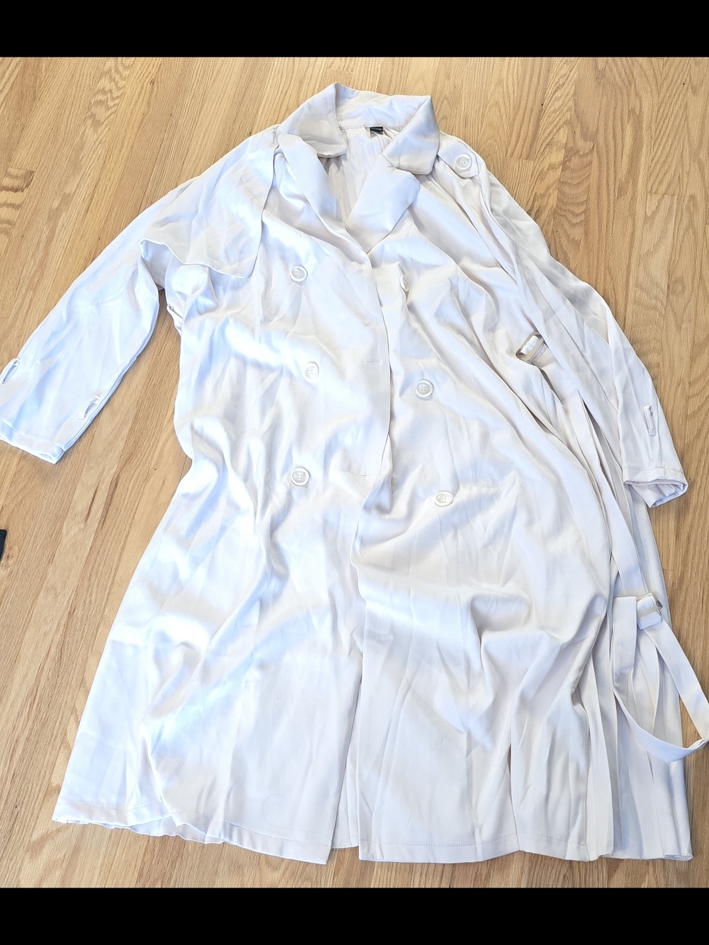 SHEIN Light Pale Blue Double-Breasted Trench with Waist Belt